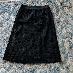 Black eyelet midi skirt